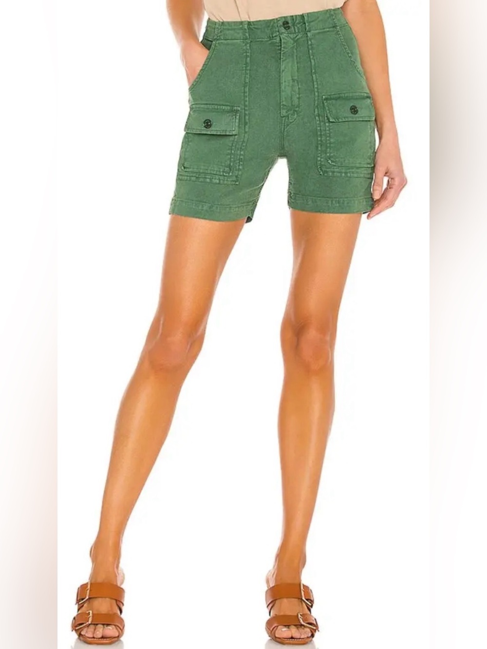 MOTHER Olive Green Utility Bermuda Shorts